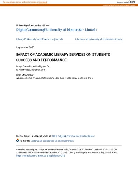 (PDF) Impact of Academic Library Services on Students Success。